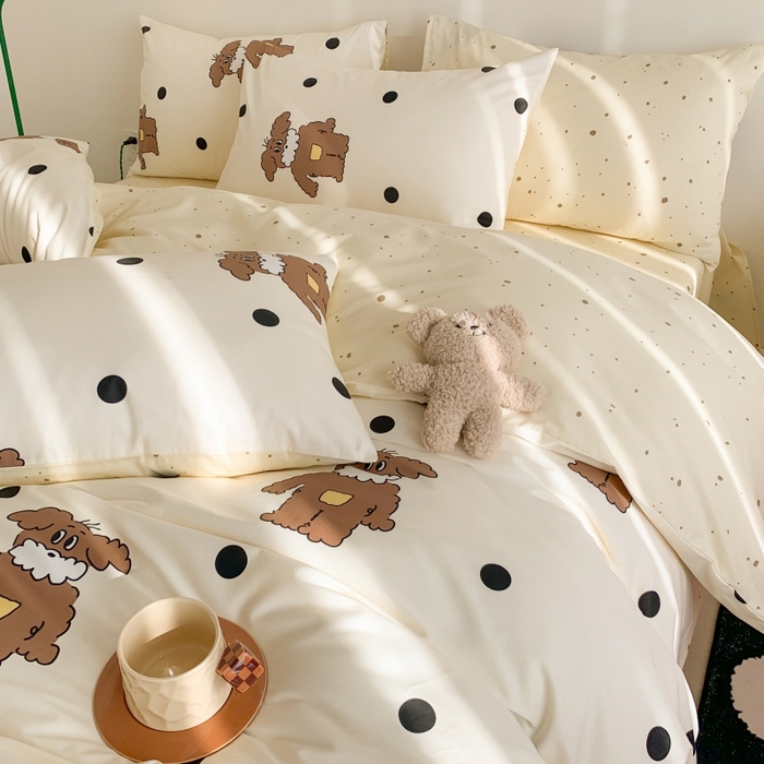 91家纺网 家纺一手货源 找家纺 澳萝拉 2024新款全棉印花亲肤舒适四件套 绅士狗