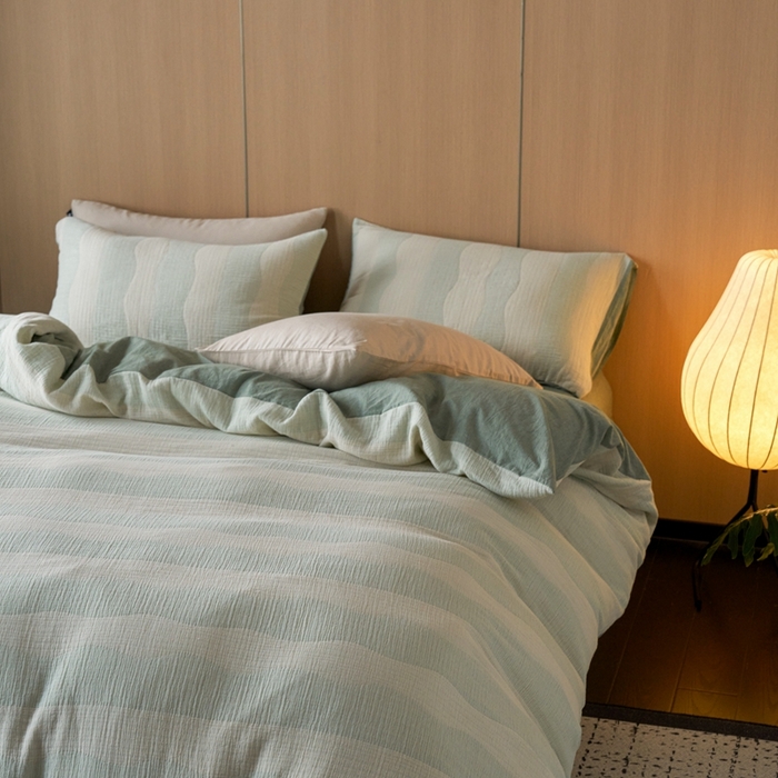 91家纺网 家纺一手货源 找家纺 （总）安莱生活 2024新款绉纱全棉大提花基础款舒纱系列四件套