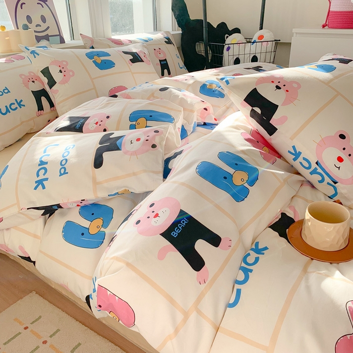 91家纺网 家纺一手货源 找家纺 澳萝拉 2024新款全棉印花亲肤舒适四件套 小脑虎