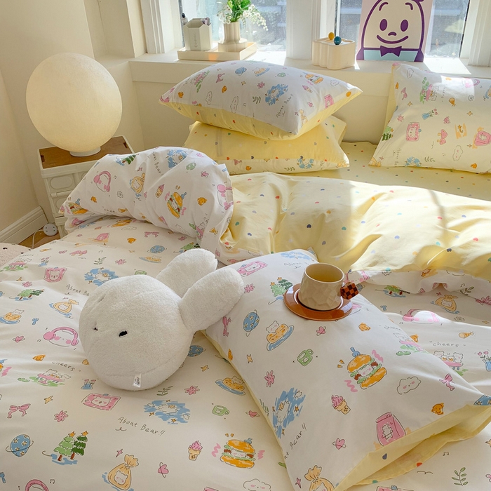 91家纺网 家纺一手货源 找家纺 澳萝拉 2024新款全棉印花亲肤舒适四件套 甜心派对