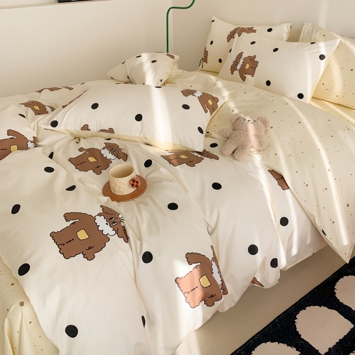 91家纺网 家纺一手货源 找家纺 澳萝拉 2024新款全棉印花亲肤舒适四件套 绅士狗