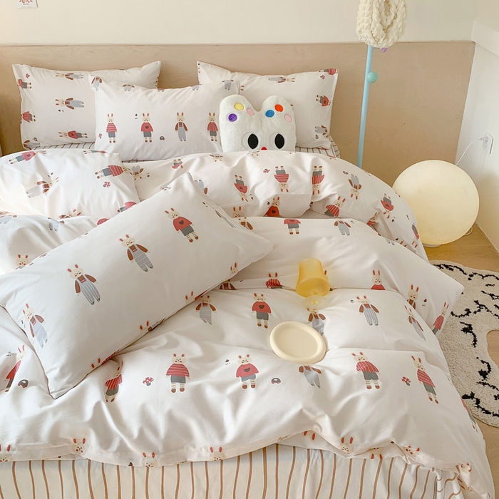 91家纺网 家纺一手货源 找家纺 澳萝拉 2024新款全棉印花亲肤舒适四件套 兔子酱