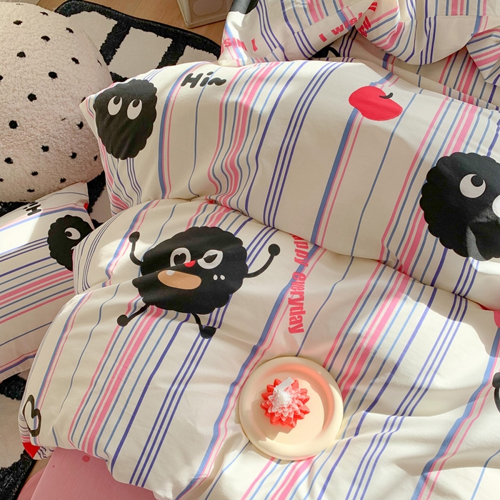 91家纺网 家纺一手货源 找家纺 澳萝拉 2024新款全棉印花亲肤舒适四件套 线条煤球