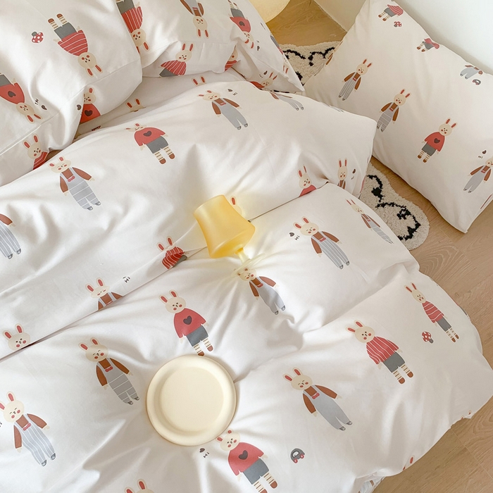 91家纺网 家纺一手货源 找家纺 澳萝拉 2024新款全棉印花亲肤舒适四件套 兔子酱