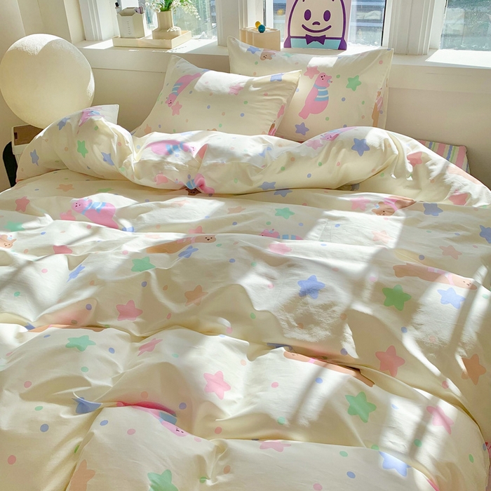 91家纺网 家纺一手货源 找家纺 澳萝拉 2024新款全棉印花亲肤舒适四件套 趴趴熊