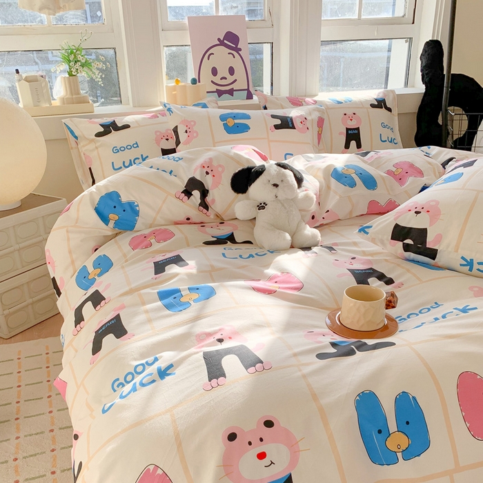 91家纺网 家纺一手货源 找家纺 澳萝拉 2024新款全棉印花亲肤舒适四件套 小脑虎