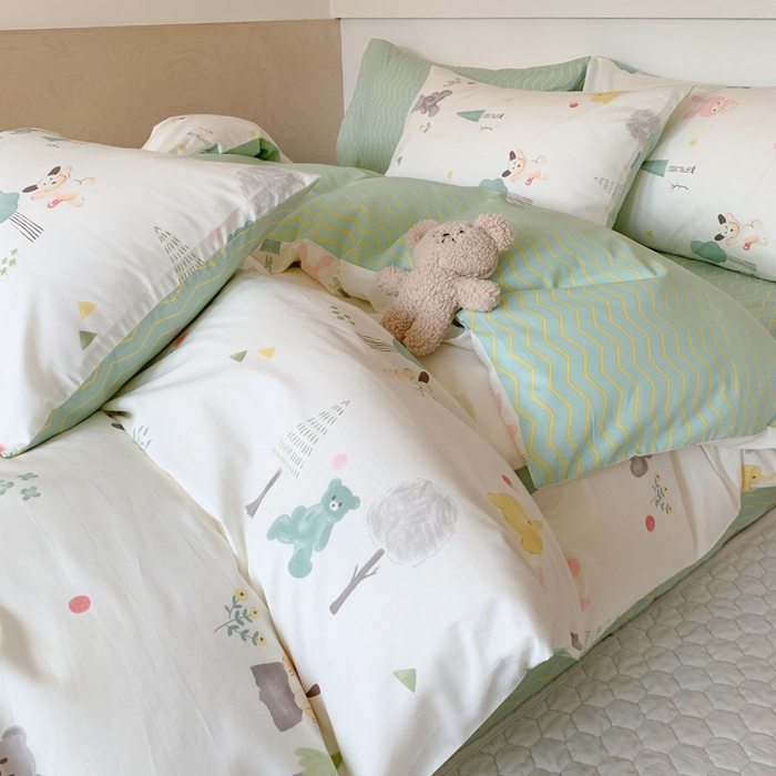 91家纺网 家纺一手货源 找家纺 澳萝拉 2024新款全棉印花亲肤舒适四件套 森林茶话会