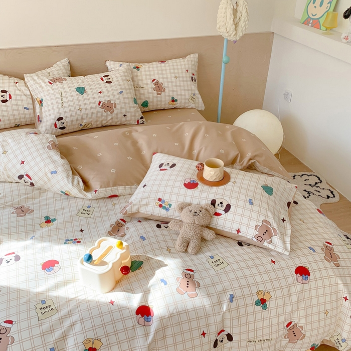 91家纺网 家纺一手货源 找家纺 澳萝拉 2024新款全棉印花亲肤舒适四件套 圣诞姜饼