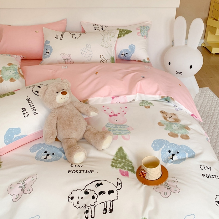 91家纺网 家纺一手货源 找家纺 澳萝拉 2024新款全棉印花亲肤舒适四件套 小甜豆