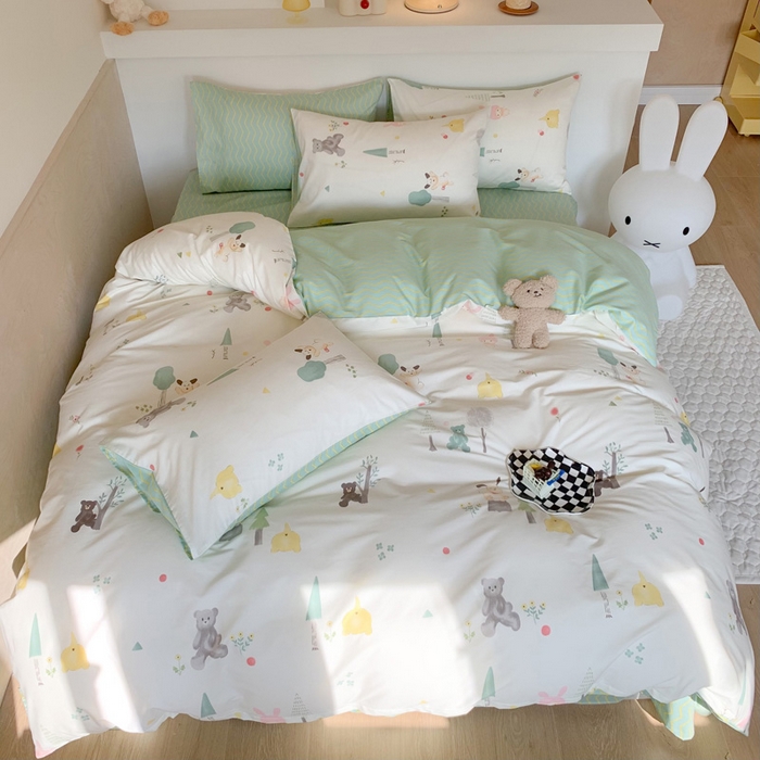 91家纺网 家纺一手货源 找家纺 澳萝拉 2024新款全棉印花亲肤舒适四件套 森林茶话会