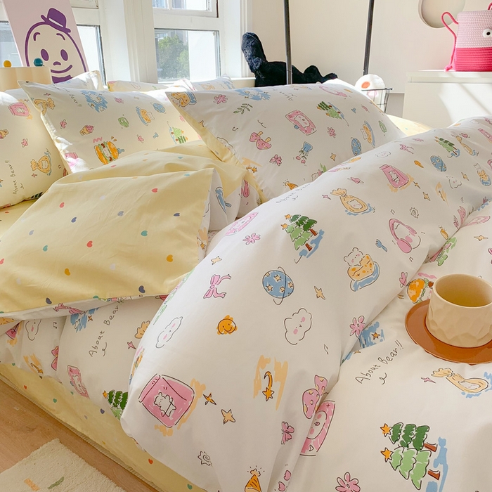 91家纺网 家纺一手货源 找家纺 澳萝拉 2024新款全棉印花亲肤舒适四件套 甜心派对