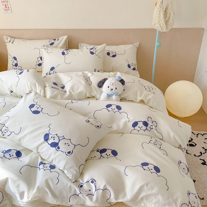 91家纺网 家纺一手货源 找家纺 澳萝拉 2024新款全棉印花亲肤舒适四件套 云朵小熊