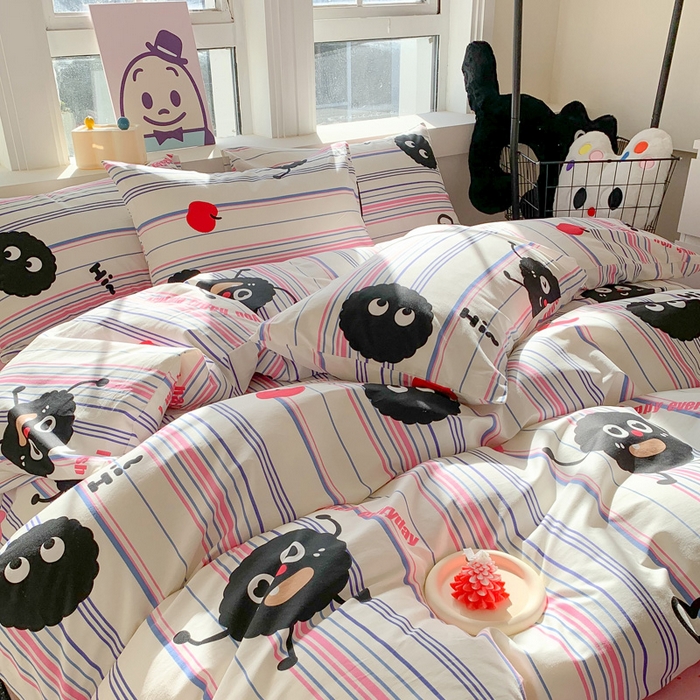 91家纺网 家纺一手货源 找家纺 澳萝拉 2024新款全棉印花亲肤舒适四件套 线条煤球