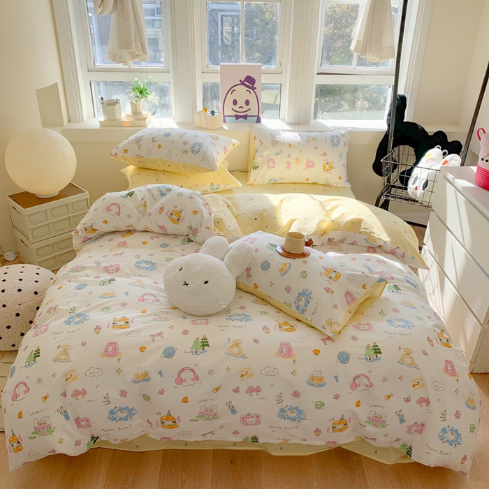 91家纺网 家纺一手货源 找家纺 澳萝拉 2024新款全棉印花亲肤舒适四件套 甜心派对