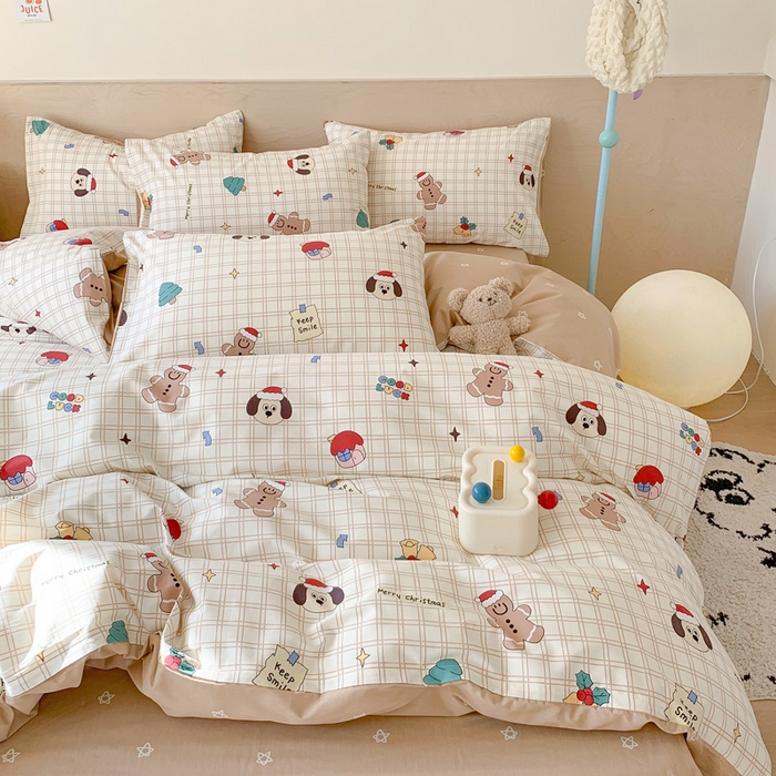 91家纺网 家纺一手货源 找家纺 澳萝拉 2024新款全棉印花亲肤舒适四件套 圣诞姜饼