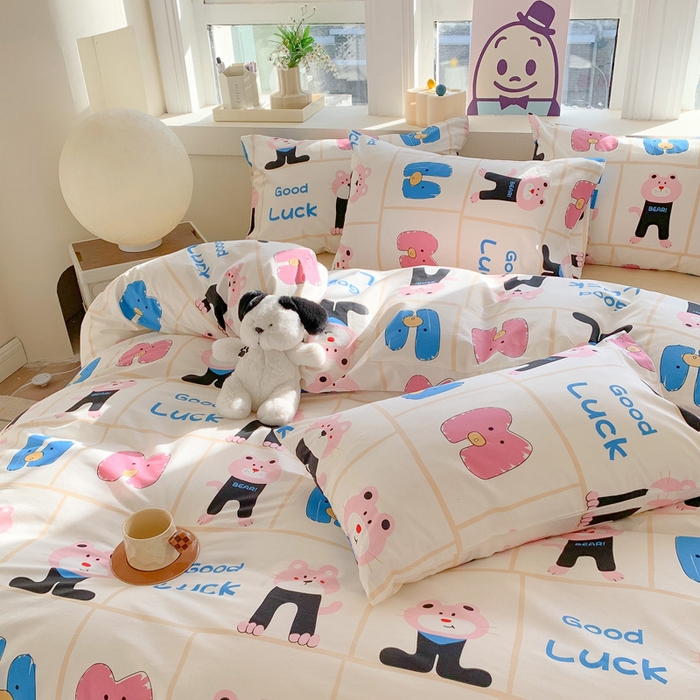 91家纺网 家纺一手货源 找家纺 澳萝拉 2024新款全棉印花亲肤舒适四件套 小脑虎