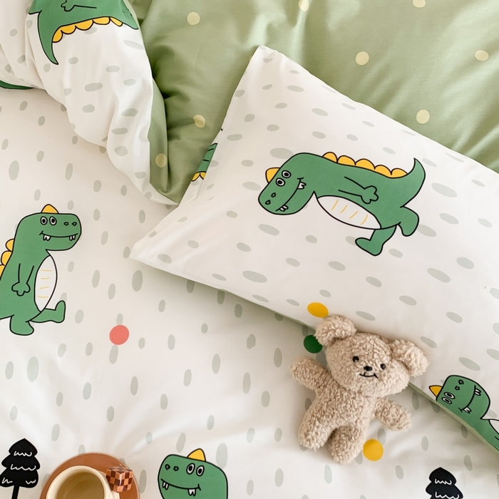 91家纺网 家纺一手货源 找家纺 澳萝拉 2024新款全棉印花亲肤舒适四件套 开心恐龙