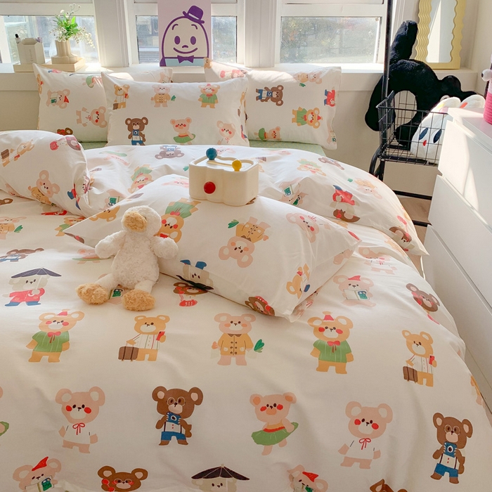 91家纺网 家纺一手货源 找家纺 澳萝拉 2024新款全棉印花亲肤舒适四件套 小波妞