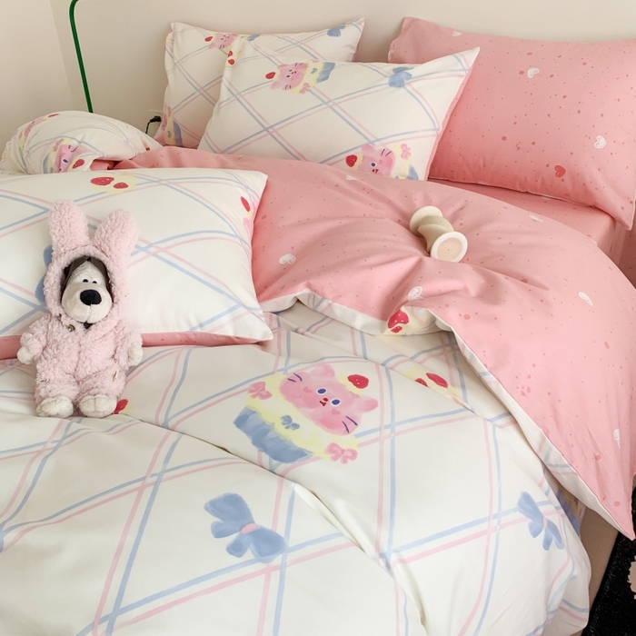 91家纺网 家纺一手货源 找家纺 澳萝拉 2024新款全棉印花亲肤舒适四件套 元气猫咪