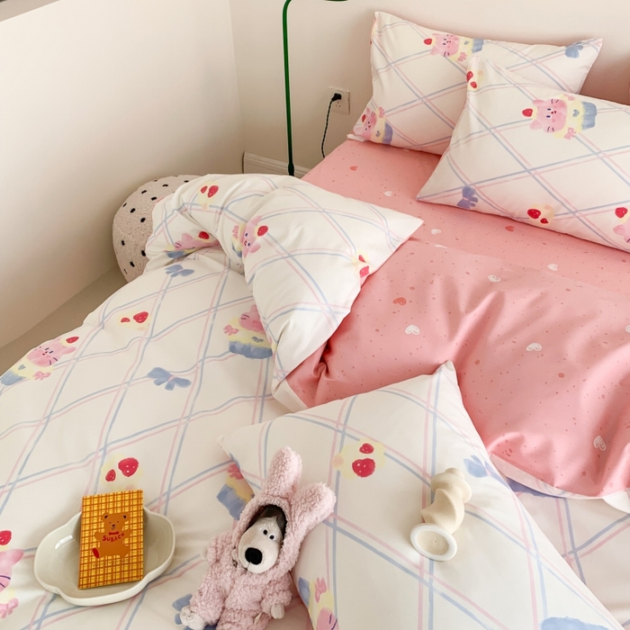 91家纺网 家纺一手货源 找家纺 澳萝拉 2024新款全棉印花亲肤舒适四件套 元气猫咪