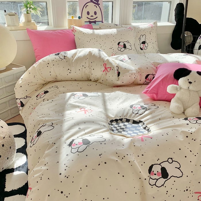 91家纺网 家纺一手货源 找家纺 澳萝拉 2024新款全棉印花亲肤舒适四件套 羞羞狗