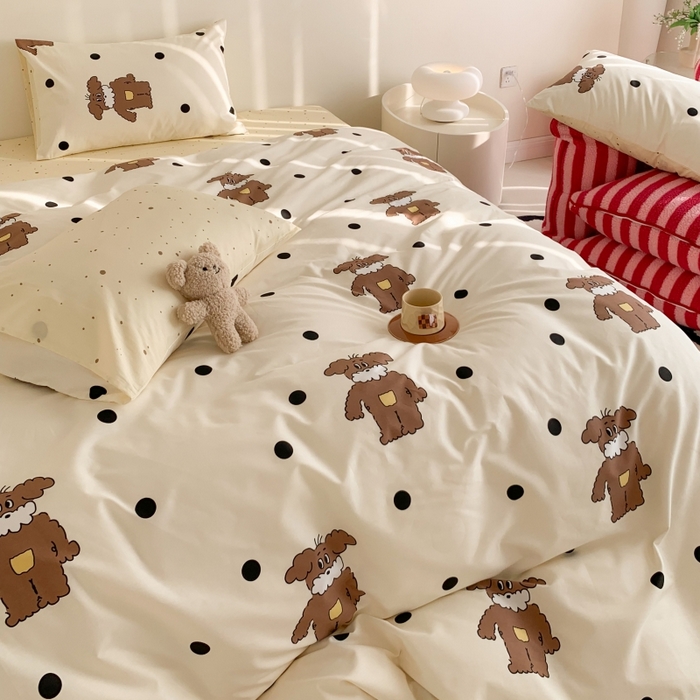 91家纺网 家纺一手货源 找家纺 澳萝拉 2024新款全棉印花亲肤舒适四件套 绅士狗