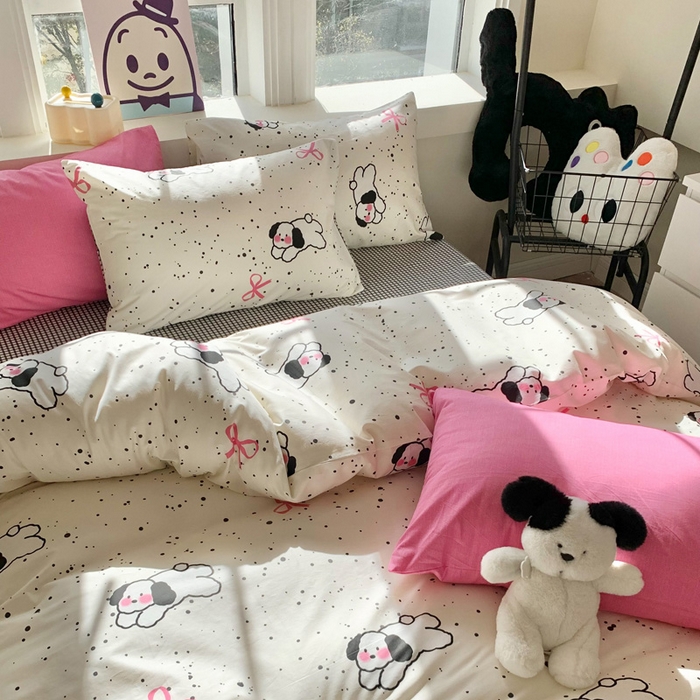 91家纺网 家纺一手货源 找家纺 澳萝拉 2024新款全棉印花亲肤舒适四件套 羞羞狗