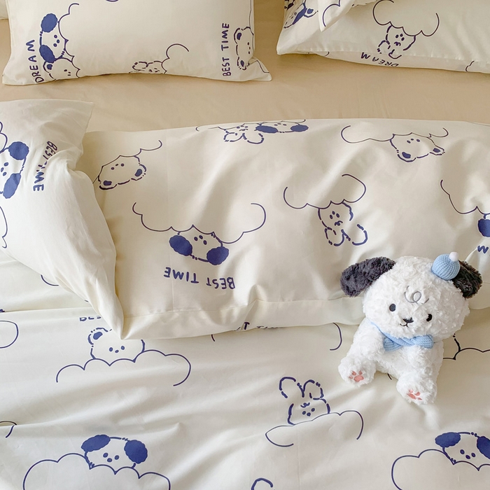 91家纺网 家纺一手货源 找家纺 澳萝拉 2024新款全棉印花亲肤舒适四件套 云朵小熊