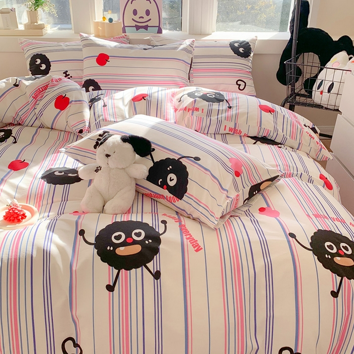 91家纺网 家纺一手货源 找家纺 澳萝拉 2024新款全棉印花亲肤舒适四件套 线条煤球