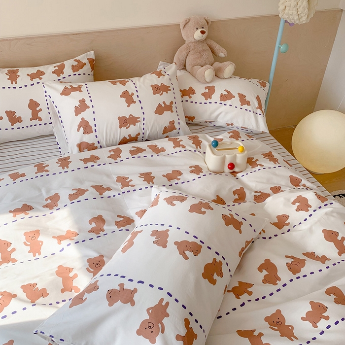 91家纺网 家纺一手货源 找家纺 澳萝拉 2024新款全棉印花亲肤舒适四件套 运动熊