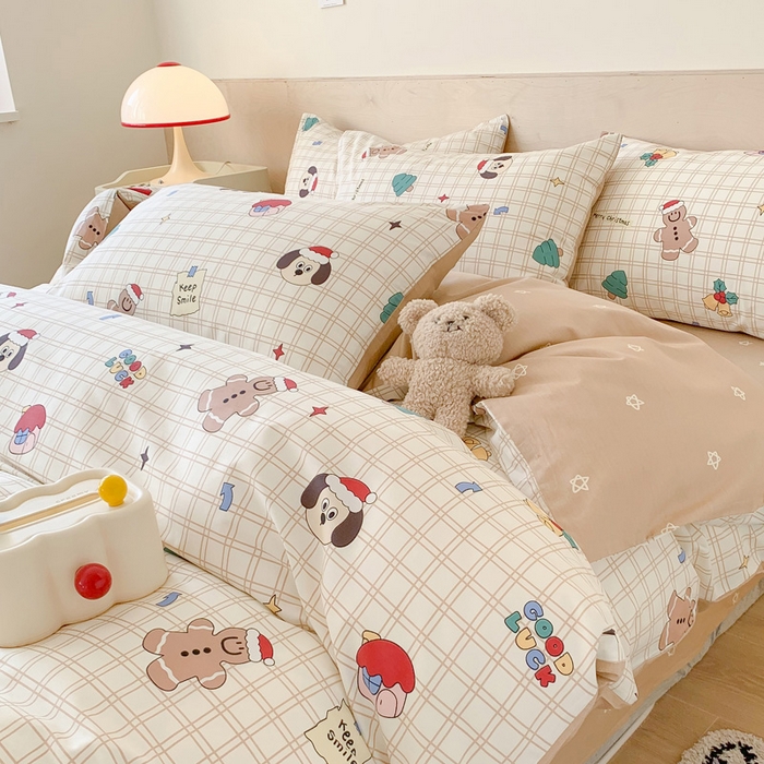 91家纺网 家纺一手货源 找家纺 澳萝拉 2024新款全棉印花亲肤舒适四件套 圣诞姜饼