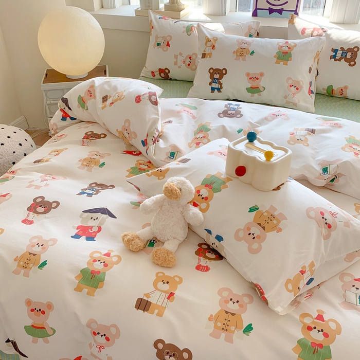 91家纺网 家纺一手货源 找家纺 澳萝拉 2024新款全棉印花亲肤舒适四件套 小波妞