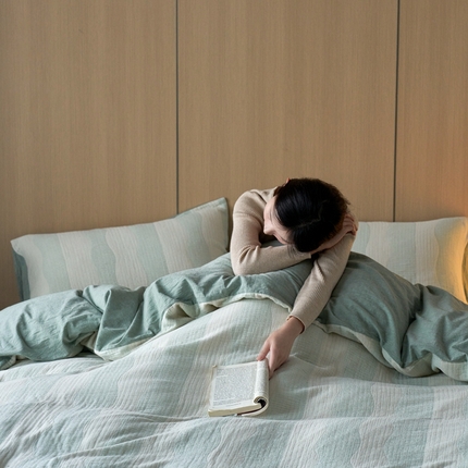 91家纺网 家纺一手货源 找家纺 （总）安莱生活 2024新款绉纱全棉大提花基础款舒纱系列四件套