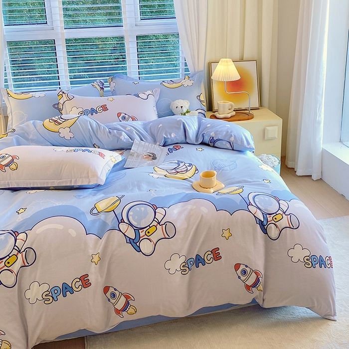 91家纺网 家纺一手货源 找家纺 拾物记 2024新款A类喷气全棉12868卡通印花四件套 探索星球0