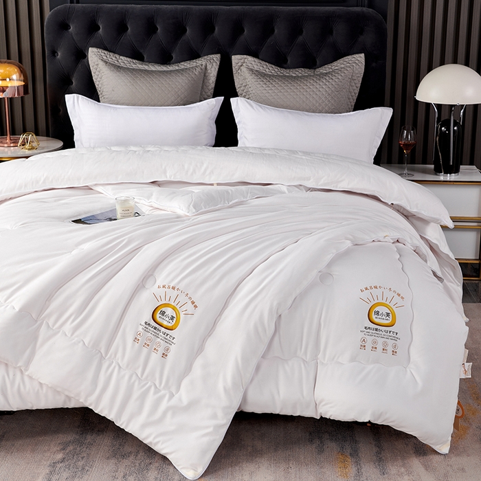 91家纺网 家纺一手货源 找家纺 丽卡家纺  2023新款绵小芙蚕绒棉暖绒子母被 白