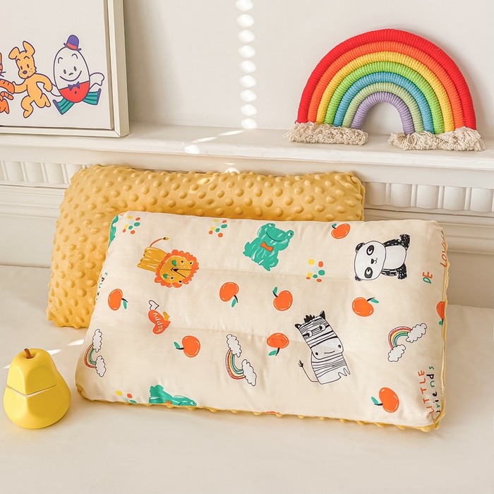 91家纺网 家纺一手货源 找家纺 显高家纺 2025新款13372纯棉豆豆绒儿童枕 黄色