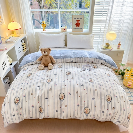 91家纺网 家纺一手货源 找家纺 （总）清雅福 2024新款全棉13372小清新活性印花单被套