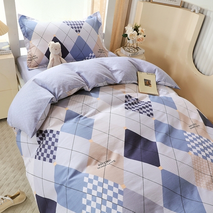 拾物记  2024新款A类喷气全棉12868卡通印花学生三件套 卡斯图-蓝