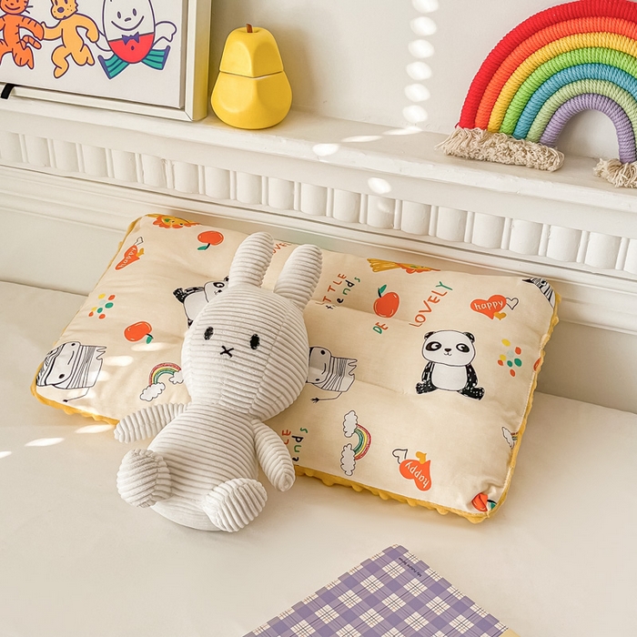 91家纺网 家纺一手货源 找家纺 显高家纺 2025新款13372纯棉豆豆绒儿童枕 黄色