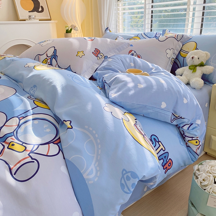 91家纺网 家纺一手货源 找家纺 拾物记 2024新款A类喷气全棉12868卡通印花四件套 探索星球0