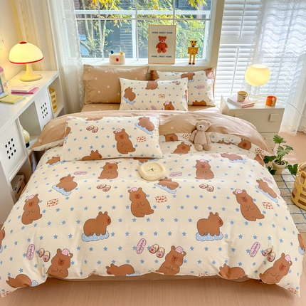 91家纺网 家纺一手货源 找家纺 （总）清雅福 2024新款全棉13372小清新活性印花四件套