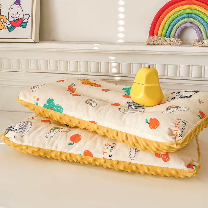 91家纺网 家纺一手货源 找家纺 显高家纺 2025新款13372纯棉豆豆绒儿童枕 黄色