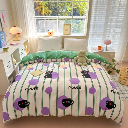 91家纺网 家纺一手货源 找家纺 （总）清雅福 2024新款全棉13372小清新活性印花单被套