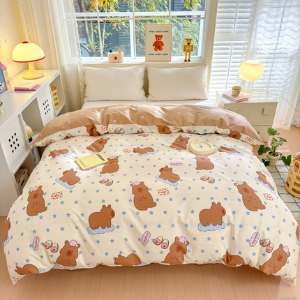 91家纺网 家纺一手货源 找家纺 （总）清雅福 2024新款全棉13372小清新活性印花单被套