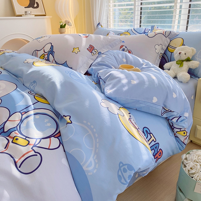 91家纺网 家纺一手货源 找家纺 拾物记 2024新款A类喷气全棉12868卡通印花四件套 探索星球0