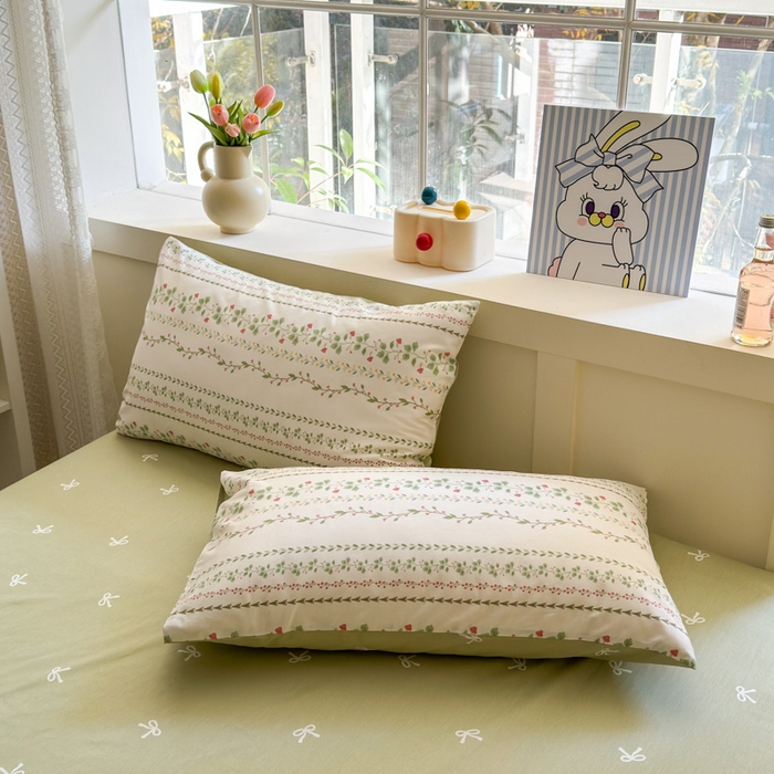 91家纺网 家纺一手货源 找家纺 清雅福 2024新款全棉13372小清新活性印花四件套 甜心藤