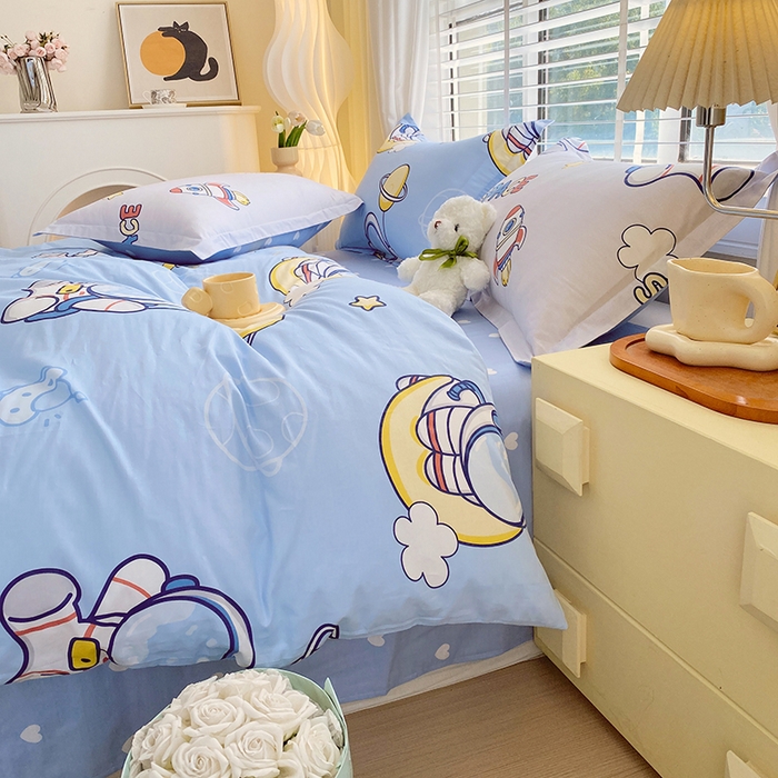 91家纺网 家纺一手货源 找家纺 拾物记 2024新款A类喷气全棉12868卡通印花四件套 探索星球0