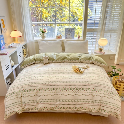 91家纺网 家纺一手货源 找家纺 （总）清雅福 2024新款全棉13372小清新活性印花单被套