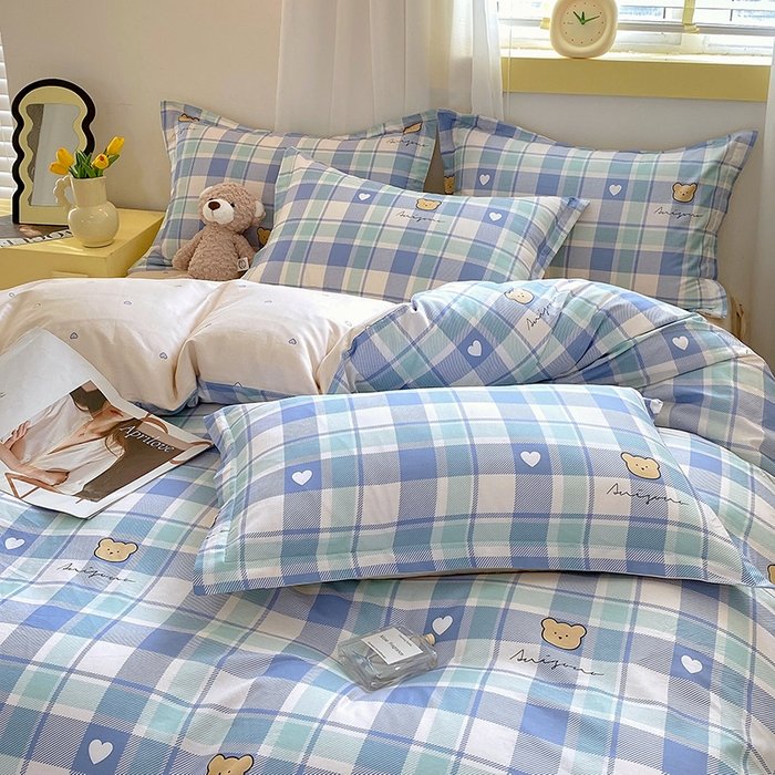 91家纺网 家纺一手货源 找家纺 拾物记 2024新款A类喷气全棉12868卡通印花四件套 洛米小熊