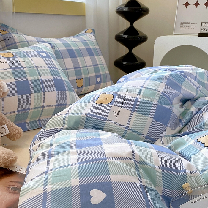 91家纺网 家纺一手货源 找家纺 拾物记 2024新款A类喷气全棉12868卡通印花四件套 洛米小熊